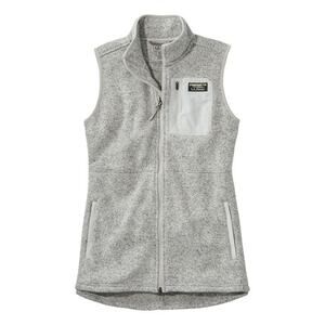 LL Bean Womens Sweater Fleece Long Vest Pewter Gray Outdoor Gorpcore Hiking SML